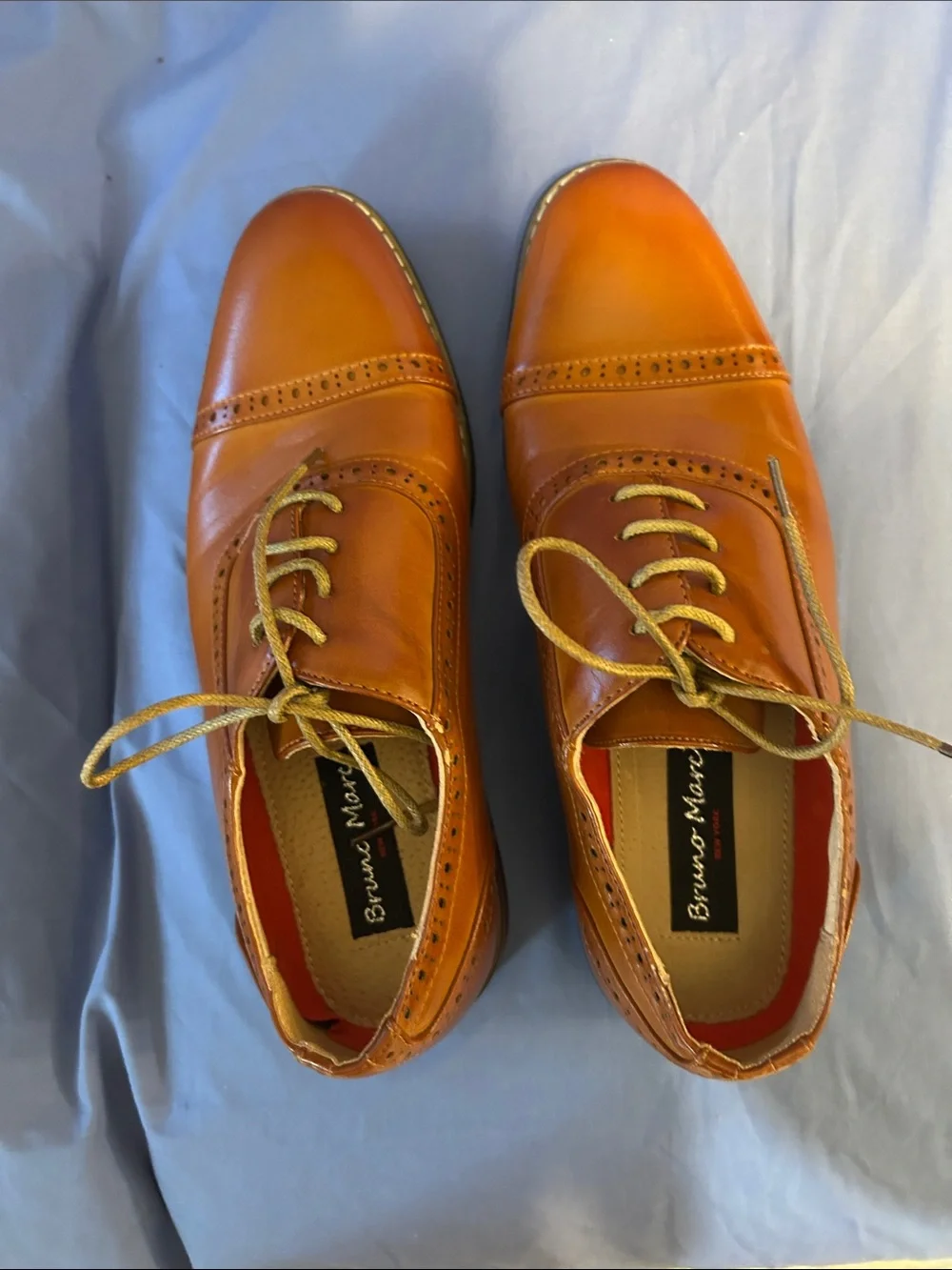 Men's Tan Leather Cap-Toe Derby Shoes